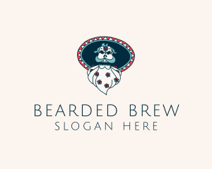 Floral Bearded Skull logo design