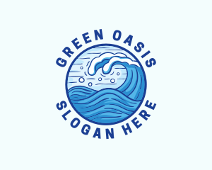 Ocean Wave Tsunami logo design