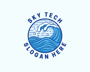 Ocean Wave Tsunami logo design