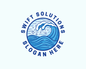 Ocean Wave Tsunami logo design