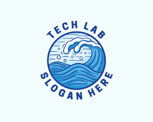 Ocean Wave Tsunami logo design