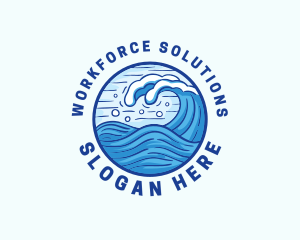 Ocean Wave Tsunami logo design