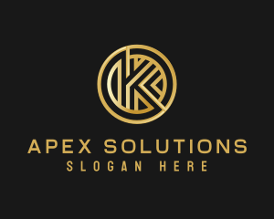 Shiny Luxury Coin Letter K logo design