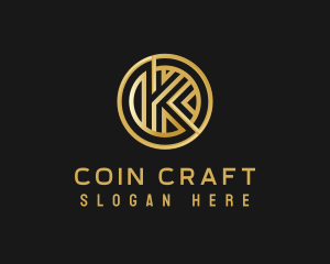 Shiny Luxury Coin Letter K logo