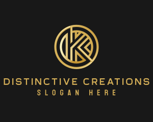 Shiny Luxury Coin Letter K logo design