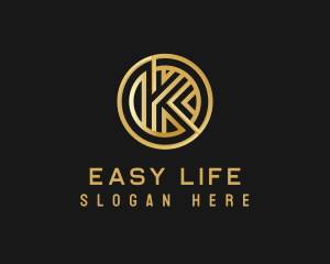 Shiny Luxury Coin Letter K logo design