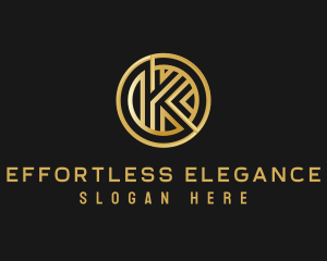 Shiny Luxury Coin Letter K logo design