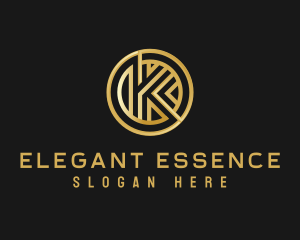 Shiny Luxury Coin Letter K logo design