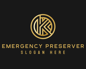 Shiny Luxury Coin Letter K logo design