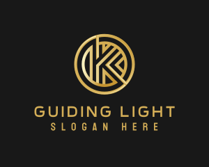 Shiny Luxury Coin Letter K logo design