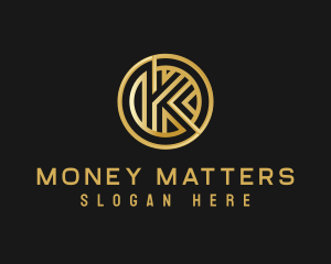 Shiny Luxury Coin Letter K logo design