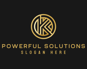 Shiny Luxury Coin Letter K logo design