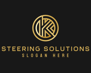 Shiny Luxury Coin Letter K logo design