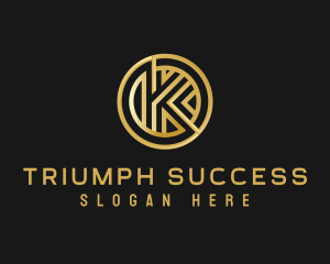 Shiny Luxury Coin Letter K logo design