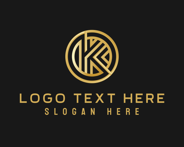 Shiny Luxury Coin Letter K logo