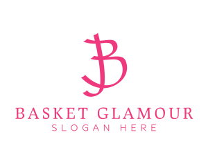 Pink Letter B Ribbon logo design