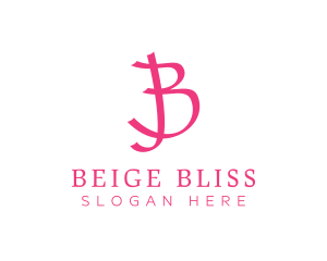 Pink Letter B Ribbon logo design