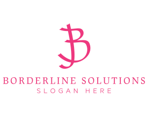 Pink Letter B Ribbon logo design