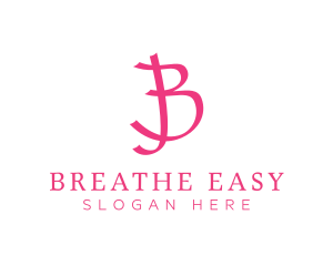 Pink Letter B Ribbon logo design