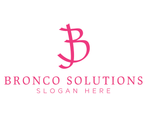 Pink Letter B Ribbon logo design