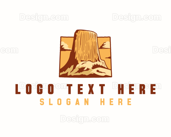 Wyoming Devils Tower Mountain Logo