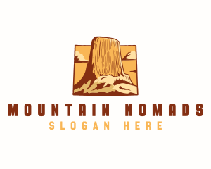 Wyoming Devils Tower Mountain logo design