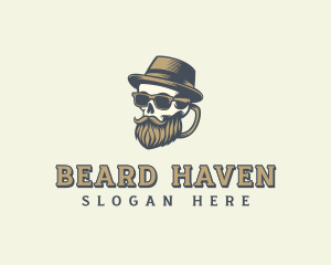 Hipster Bearded Skull logo design