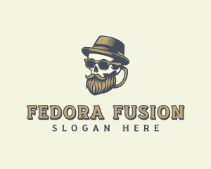 Hipster Bearded Skull logo design