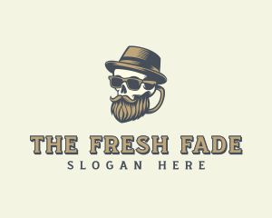 Hipster Bearded Skull logo design