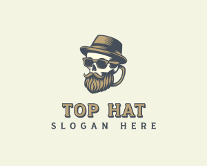 Hipster Bearded Skull logo design