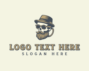 Indie - Hipster Bearded Skull logo design