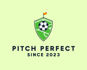 Soccer Pitch Shield logo design