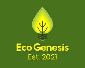 Eco Friendly Leaves Lightbulb logo design