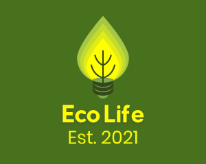 Eco Friendly Leaves Lightbulb logo design