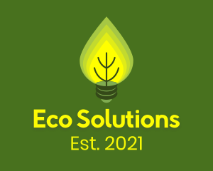 Eco Friendly Leaves Lightbulb logo design