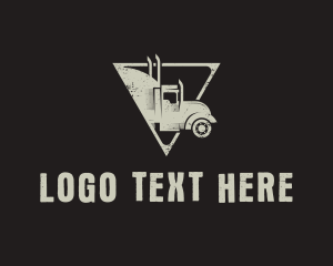 Retro Trailer Truck Triangle logo design