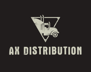 Retro Trailer Truck Triangle logo design