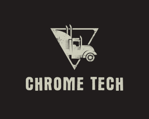 Retro Trailer Truck Triangle logo design