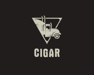 Retro Trailer Truck Triangle logo design