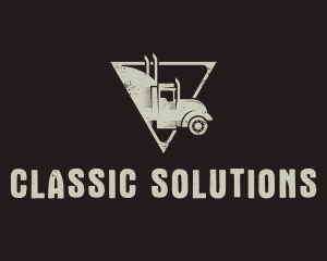 Retro Trailer Truck Triangle logo design