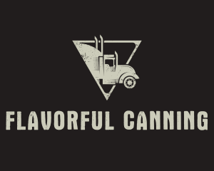 Retro Trailer Truck Triangle logo design