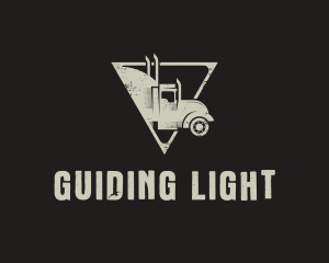 Retro Trailer Truck Triangle logo design