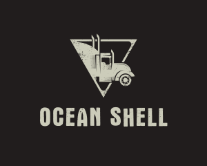 Retro Trailer Truck Triangle logo design