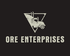 Retro Trailer Truck Triangle logo design