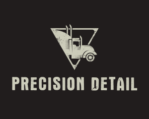 Retro Trailer Truck Triangle logo design