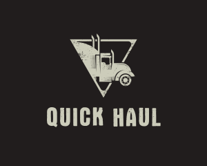 Retro Trailer Truck Triangle logo design