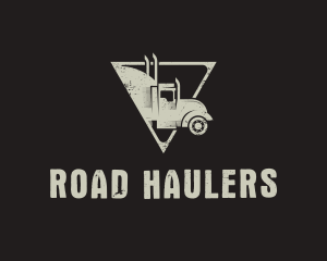 Retro Trailer Truck Triangle logo design