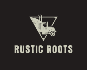 Retro Trailer Truck Triangle logo design