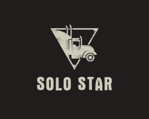 Retro Trailer Truck Triangle logo design