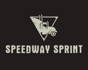 Retro Trailer Truck Triangle logo design